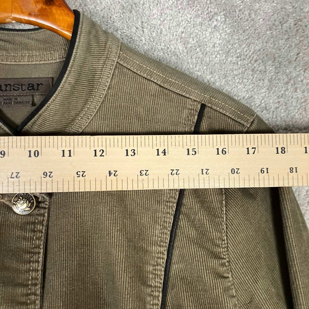Jeanstar Womens Corduroy Military Style Jacket Olive Green Button Up Size L - Picture 9 of 12